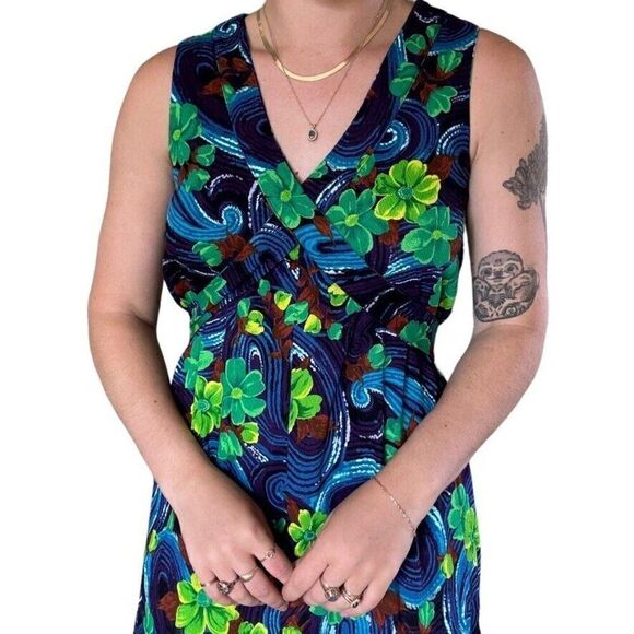 Vintage 1960s Womens Handmade Hawaiian Tropical Retro Psychedelic Maxi Dress - Picture 8 of 8